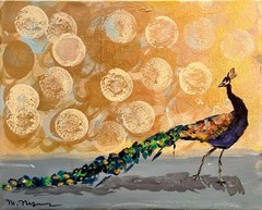 Mary Myers Original Acrylic Peacock Bird Painting 11×14 Canvas