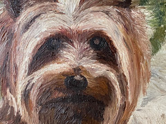 Francis PASQUIER Signed – Yorkshire Terrier Dog in the Meadow – Oil Painting