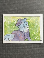 ACEO original ink and watercolor „Purple Horse“, 2.5″ x 3.5″