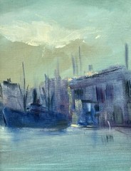 Danish School Oil Painting, Copenhagen Waterfront, Signed & Dated 1968- COA