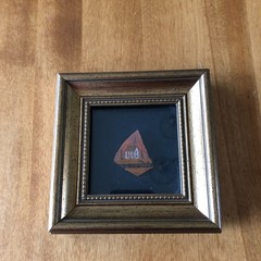Hand Painted Folk Art Farmhouse Cabin Red Slate? Framed Unique Country 4 1/2″