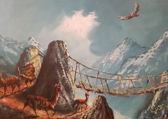 Painting Of An Alpaca Llama Herder In The Mountains 35″ X 19.5″