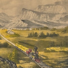 Currier & Ives Vtg Matted Lithograph . THE GREAT WEST Ultra Classic – No Frame