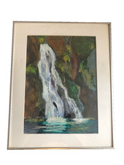 Orig Oil Painting „Maui Falls“ by CA Listed artist D. McLaughlin COX FRAMED