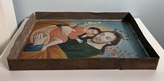 19th Century Retablo Antique Mexican Oil on Tin Painting Joseph Christ 14.5×10.5