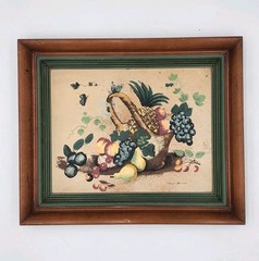 Margo Alexander Original Serigraph 24×20 Mid-Century Folk Art Still Life Fruit