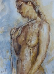 GERRY MILLER. Watercolour „Nudes“. No frame. 32x24cm.