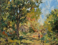 Art Original Oil Painting by RM Mortensen „Heading Home“ Country Rural Shack