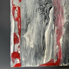 Canvas Painting 16 X 20 Black Red Gothic Acrylic Signed Titled Haunted Attic
