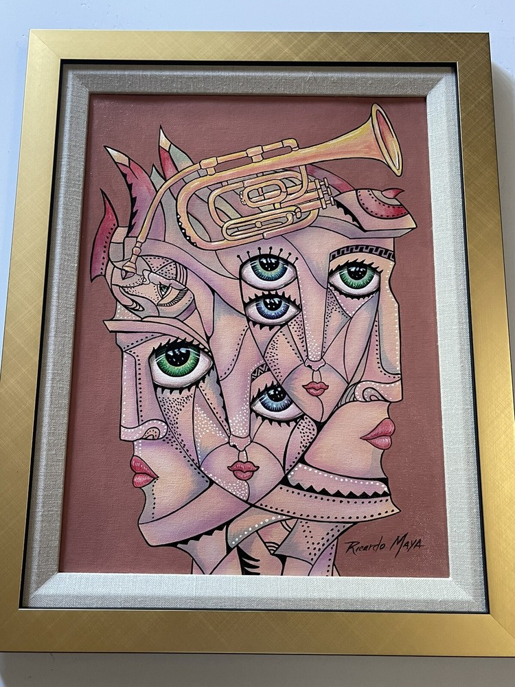 Ricardo Maya Original Painting Authentic Cuban Modernist Nicaragua Abstract 16″