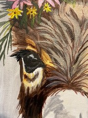 9 x 12 Framed Acrylic and Pen Painting on Canvas Board……“Spring Burro“