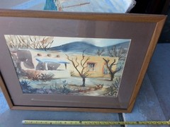 ORIGINAL Signed Southwest Landscape With Adobe Buildings