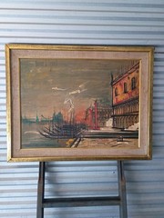 Bouvier & Cachard 1965 Framed Signed Original Oil Painting Cityscape Modern