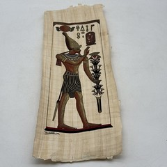 Hand Painted Papyrus Scroll Egyptian God Artwork 17×6” Signed