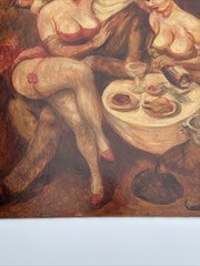 MID CENTURY PAINTING ALAN H WOODS LISTED FAMOUS MEN WOMEN BAR CLUB COCKTAILS