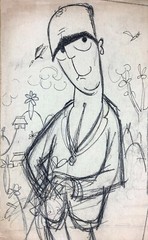 Juan David. Caricature. Onelio Jorge Cardoso, ca 1972. Ink on cardboard.