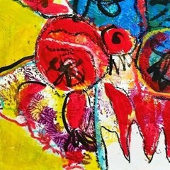 ORIGINAL FLOWERS ART ABSTRACT FLOWERS PAINTING MODERN ART HOME DECOR 12″ #A223