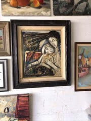 The Painter and Her Child by Franco, Oil Paint On Board Framed 30×33