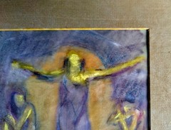 Stella Bloch Isadora Duncan Pastel Early 1900s SB Monogram Frame- RARE 16 x 14.5