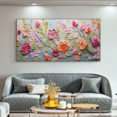 Flowers Landscape Oil Painting On Canvas 100% Handmade Wall Art For Home Decor