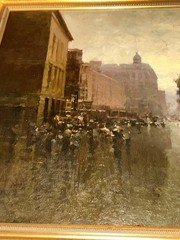 Signed 1993 Russian Moscow Oil On Canvas Painting Dusk Street Scene 27.5×20