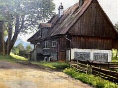 Oil Painting Farm Well Thuringia Sign. Lauschers Summer Day Stroller