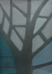 Mid Century Modern Minimalist Tree Oil Painting Clark Murray Estate 28×22