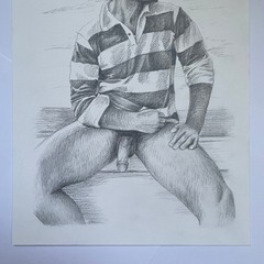 Original Graphite Nude Male Painting – Fine Art Figure Drawing Realistic Human