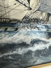 The “Sorraen” Stunning European Nautical 1948 Original Watercolor Clipper Ship ￼