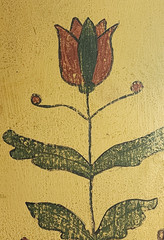 Framed Folk Art Oil on Board Tulip 16.5″ X 9.5″