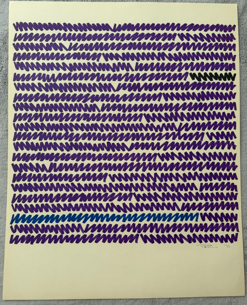 Vintage Aubrey Penny Signed 1972 Abstract Work on Paper 19×24 Listed Artist