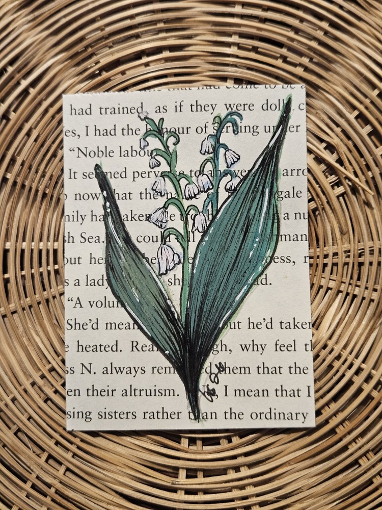 ACEO „Lily of the Valley“ Original Gouache & Ink Floral OOAK, Ani Stallings 2026