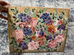 14” x 11” Impasto Floral Abstract Acrylic Painting – Original Art by Eera G