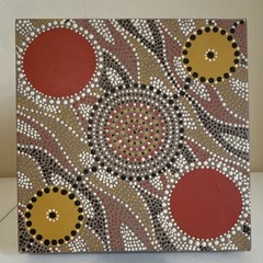 Wilgi-Ochre Pits Michelle „Wilura“ Kickett Original Signed Canvas 10″(25cm) x 10