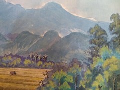 Vintage Original Gouache Painting of Vietnamese Field Workers.