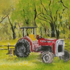 Texas country tractor painting 8 x 10 inches art collectors by artist Fallini