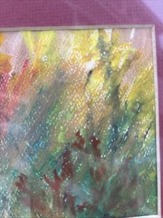 Pastel Impressionist Painting Autumn Young Growth Woods Trees Carved Gold Frame