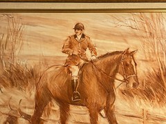 Vintage Painting Impressionist Hunting Dogs Man Horse Landscape Listed Artist