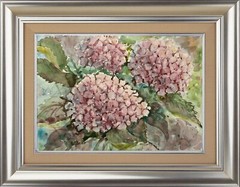 Original Artwork Painting Flowers TENDER HYDRANGEA BLOSSOM Floral Arts Gift A4