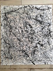 Original Abstract Action Painting jackson pollock style unstretched 36×41 Canvas