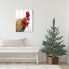 Rooster Kitchen Decor Wall art – Abstract Farmhouse Chicken Canvas Painting Pict