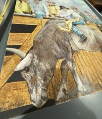OIL PAINTING COWBOY WESTERN AMERICANA MEXICAN INDIAN RODEO RANCHERO BULL RIDER