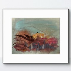 Original Abstract Expressionism 9X12 Crab Paper Colorful Modern Handmade Signed
