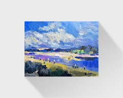 Oil painting River Ukrainian painter canvas Unframed original Decor landscape