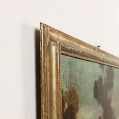 Ancient Painting ‚700 Landscape with Figures Oil on Canvas Style Frame