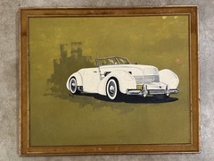 VTG 1930s/40s Painting of a 1937 Cord Model 812 Sportsman Coupe artist Bronte