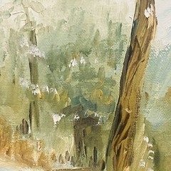 Oil Painting Wyoming Spring forest Lake mountains snow Signed Denninger 1966 Vtg