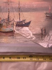 (2)Orig John Luini Oil On Canvas 20×15 Painting New England Fishing Harbor Scene