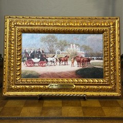 Artist Max-Francis Klepper 1861-1907 Painting, Viking Road Carriage in Clermont