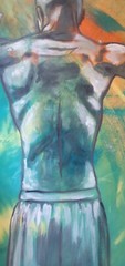 Male torso, bodybuilding on canvas, painted male torso, art